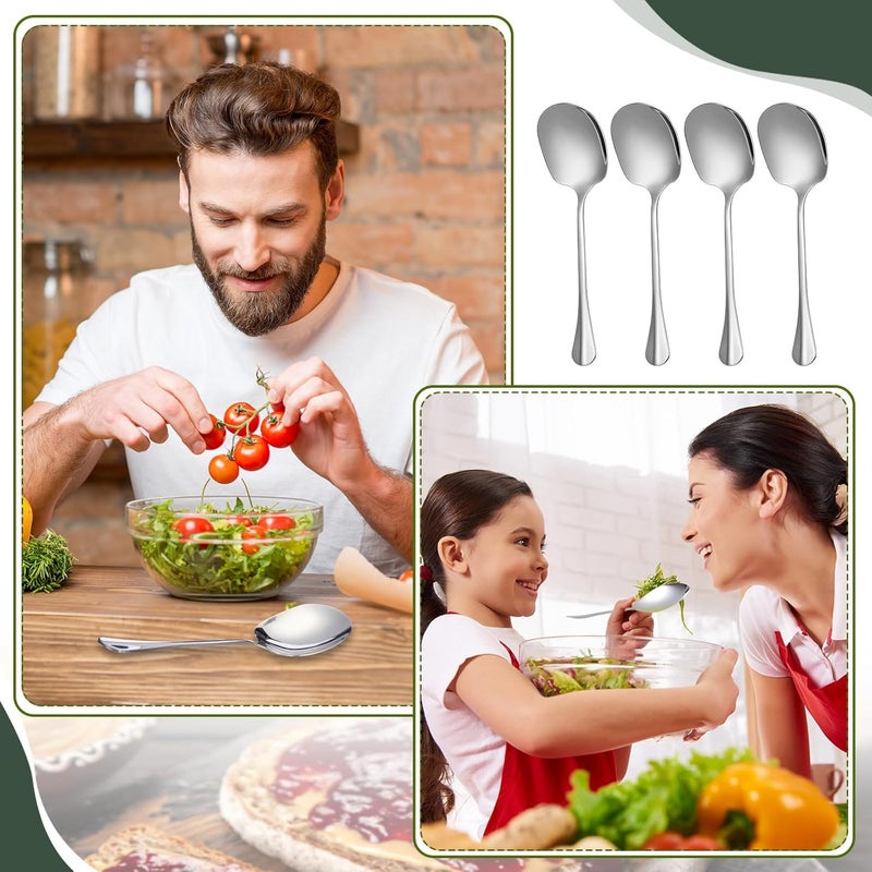 Layhit 42 Pcs Large Serving Spoons Stainless Steel Bulk for Buffet Highly Polished 8 Inches Metal Utensils Solid Dishwasher Safe Serving Spoons for Catering Salads Pasta Soup Home Party - Image 4