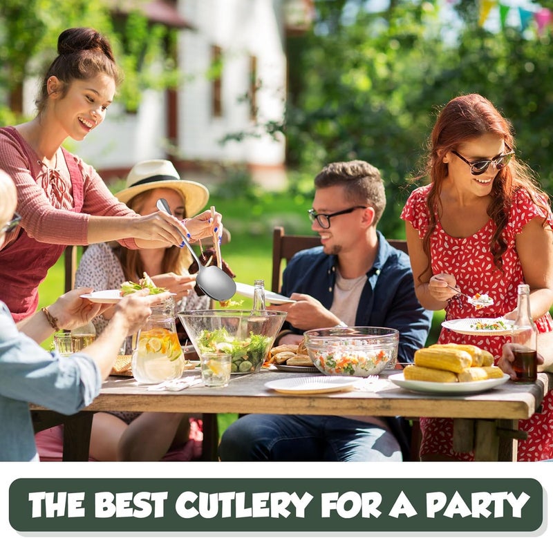 Layhit 42 Pcs Large Serving Spoons Stainless Steel Bulk for Buffet Highly Polished 8 Inches Metal Utensils Solid Dishwasher Safe Serving Spoons for Catering Salads Pasta Soup Home Party - Image 5