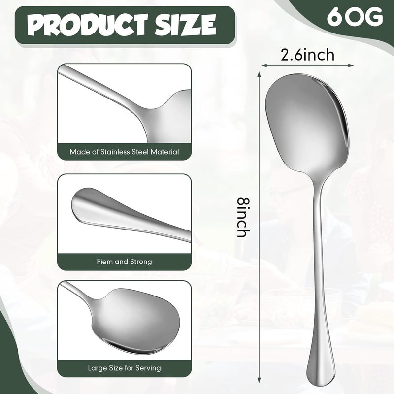 Layhit 42 Pcs Large Serving Spoons Stainless Steel Bulk for Buffet Highly Polished 8 Inches Metal Utensils Solid Dishwasher Safe Serving Spoons for Catering Salads Pasta Soup Home Party - Image 2