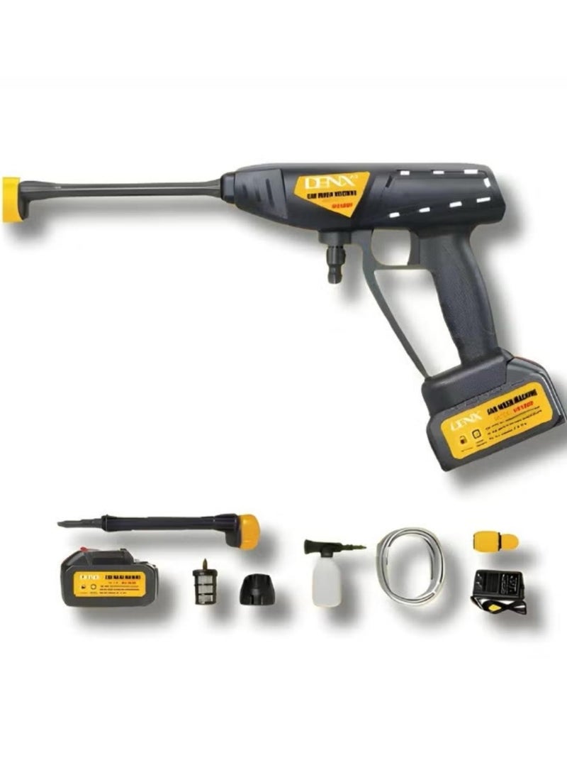 Denx Cordless High Pressure Electric Washer, Portable Car Washer Pressure Pump, Strong Water Pressure, Long Battery Life, 6 Spray Modes Nozzle, Soap Bottle, Long Water Pipe, Multiple Uses | 180W | DX 1800 - Image 1