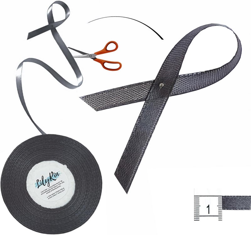 LilyRin Charcoal Ribbon 1/4 Inches 36 Yards Satin Roll Perfect for Art, Wedding, Wreath, Baby Shower, Packing Birthday, DIY Hair Accessories, Wrapping Christmas Projects Dark Pewter Grey - Image 2
