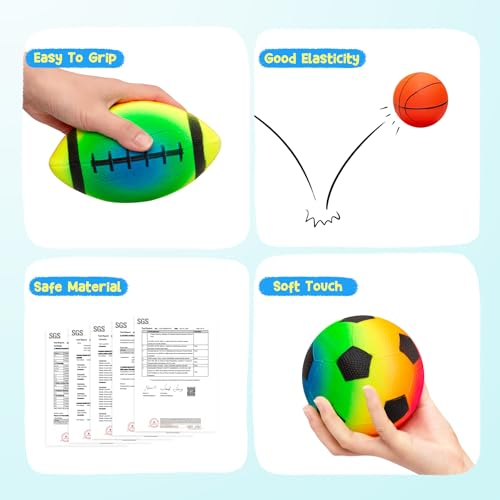 PlayZap 7-Piece Soft Ball Set for Toddlers & Kids - Includes 5” Playground Balls, Soccer, Football & Basketball - Great for Home, Yard, Pool, Classroom & Park for Boys & Girls Easter Gifts - Image 3