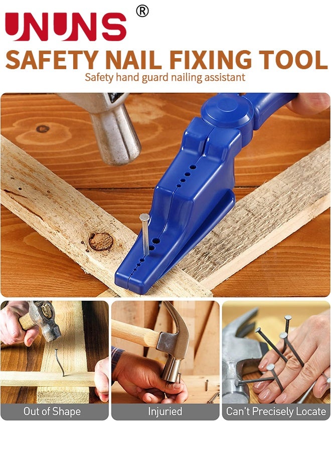 UNUNS 2 قطع حامل مسمار للطرق، كماشة حامل مسمار بلاستيكية للطرق، أدوات مساعدة منزلية، أدوات إصلاح أساسية وأدوات نجارة للطرق على المسامير سهلة التحديد وتحافظ على سلامة الأصابع، زرقاء - Image 4