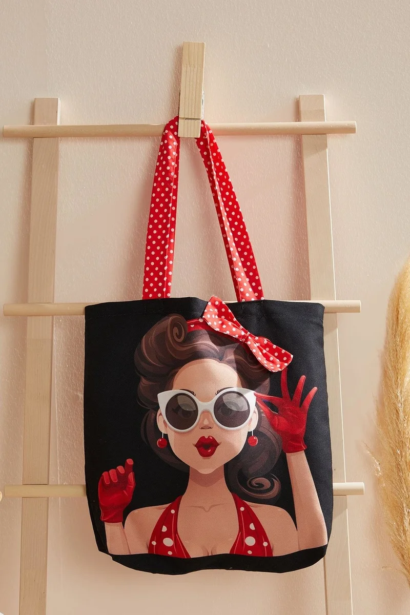 Ays Home Polka Dot Red Black Popart Cloth Beach Bag
