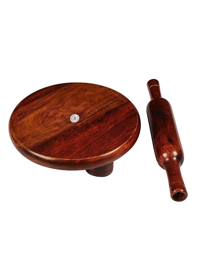 KC KC Sheesham Chakla Belan Set (Chakla -10inch Diameter & Belan-12 inch) Roti Maker for Home & Kitchen (Brown)  - Image 2