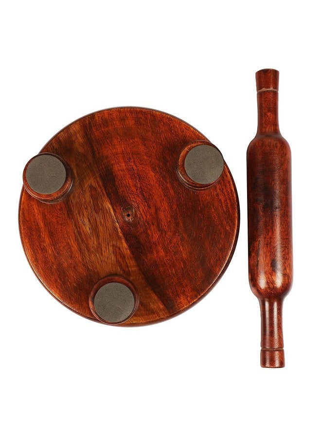 KC KC Sheesham Chakla Belan Set (Chakla -10inch Diameter & Belan-12 inch) Roti Maker for Home & Kitchen (Brown)  - Image 3