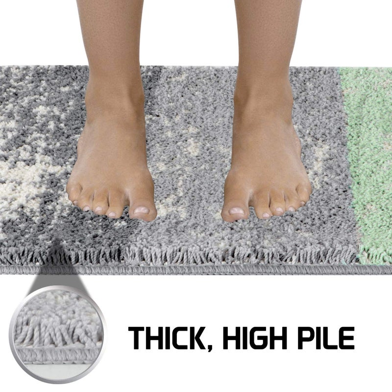 HOKIPO Soft Microfiber Bathroom Mat, 40x60cm, Multicolor, Green & Grey (AR-3520) - Image 4