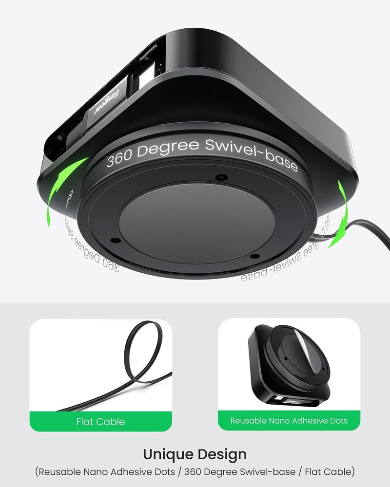 فاسجير كابل Fasgear القابل للسحب من USB-C، علبة مزدوجة، شحن سريع بقوة 60 واط PD/PPS، كابل شاحن قابل للسحب من USB-C إلى USB-C 2.0 لهاتف آي-فون 17 16 برو ماكس/آي-باد/ماك-بوك/سامسونج، كابل مكتبي من النوع C قابل للدوران 360 درجة (أسود) - Image 5