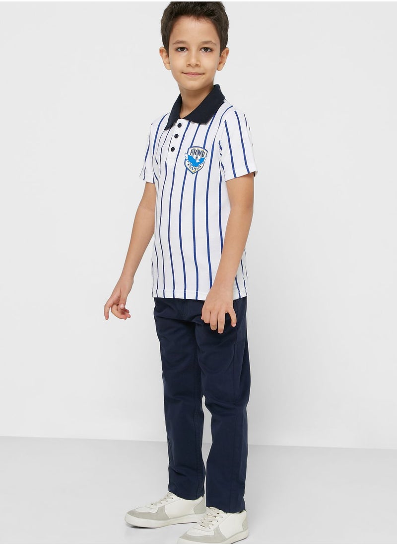 Pinata - Embroidered Striped T-Shirt For Boys - Image 1