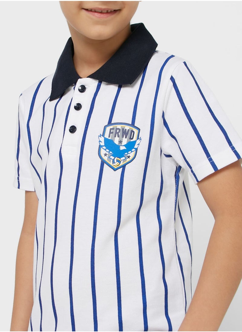 Pinata - Embroidered Striped T-Shirt For Boys - Image 1