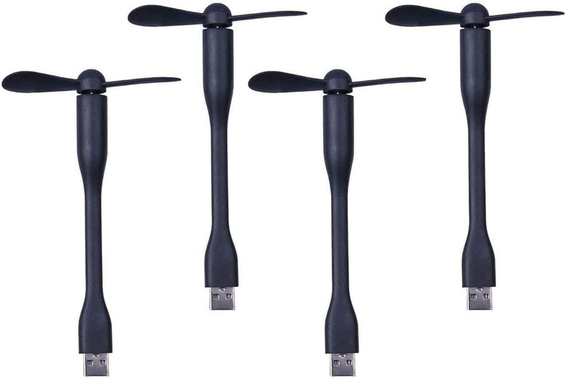 فينينك مروحة USB مصغرة. مروحة جيب شخصية محمولة. مروحة صغيرة لجهاز ترطيب صغير/بنك الطاقة/المكتبة/السينما/المكتب/السفر في الهواء الطلق/التخييم/صيد السمك【4 عبوات】 أسود - Image 1