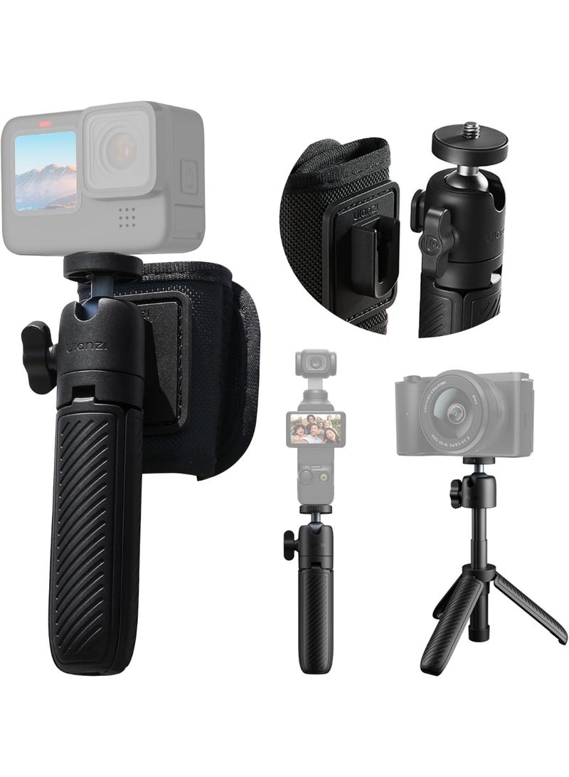 يولانزي حامل كاميرا ثلاثي ULANZI MT88 ClipMate مع عصا سيلفي وحزام فيلكرو ومحول لكاميرات الأكشن، حامل مكتبي مزود بمنفذ Cold Shoe، مناسب لهواتف iPhone وكاميرات الأكشن و DJI Pocket 3 و Insta360 X5 - Image 1