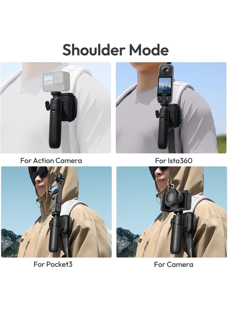 يولانزي حامل كاميرا ثلاثي ULANZI MT88 ClipMate مع عصا سيلفي وحزام فيلكرو ومحول لكاميرات الأكشن، حامل مكتبي مزود بمنفذ Cold Shoe، مناسب لهواتف iPhone وكاميرات الأكشن و DJI Pocket 3 و Insta360 X5 - Image 2