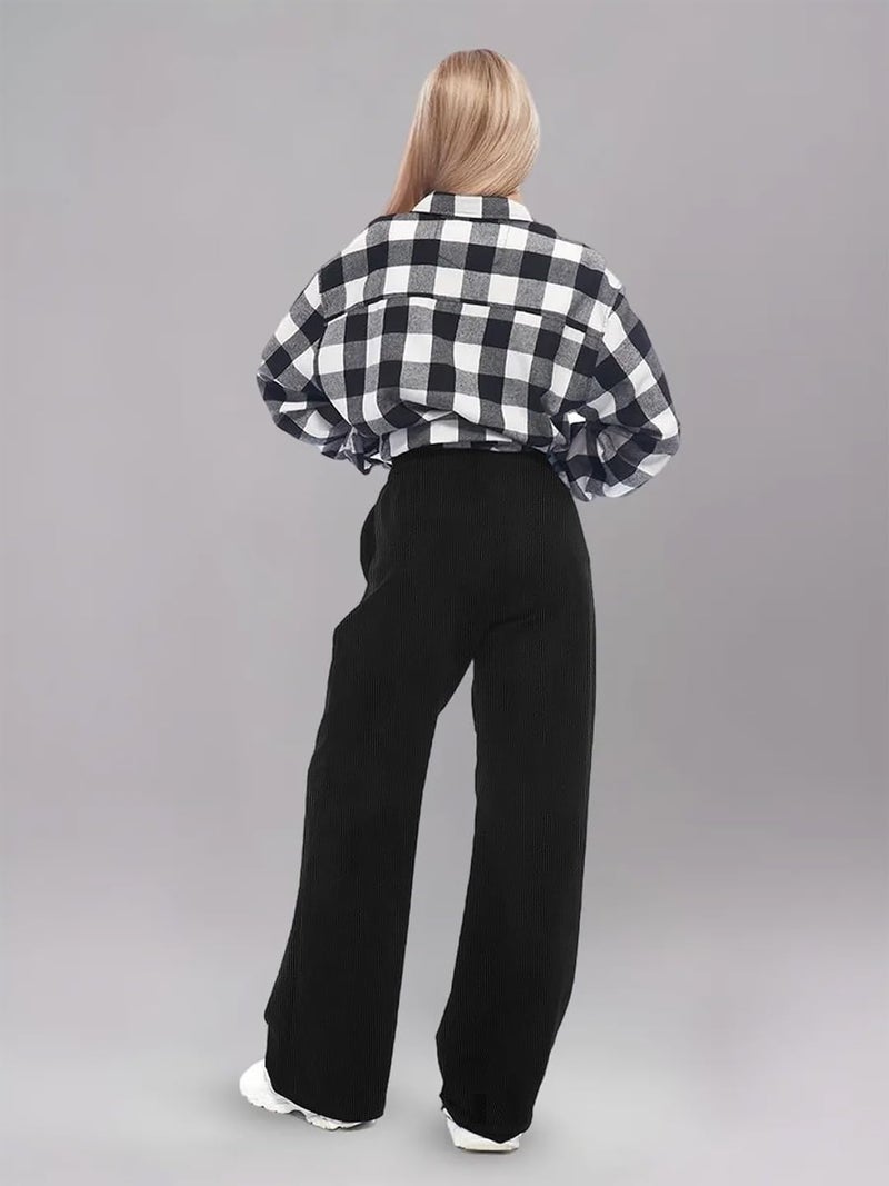 LEOTUDE Women Low Rise Oversized Straight-Fit Sweatpants with Side Slit Pockets (GRL_TRK209_P_Black_2XL) - Image 5