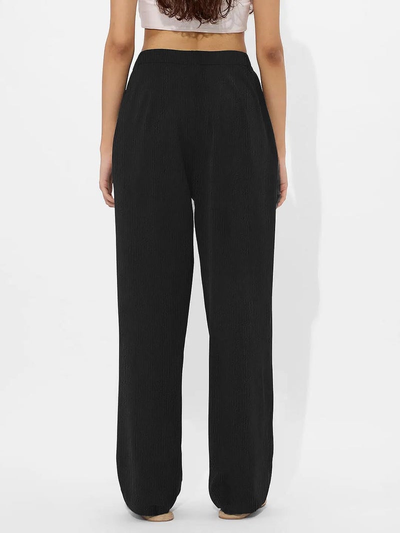 LEOTUDE Women Low Rise Oversized Straight-Fit Sweatpants with Side Slit Pockets (GRL_TRK209_P_Black_2XL) - Image 3