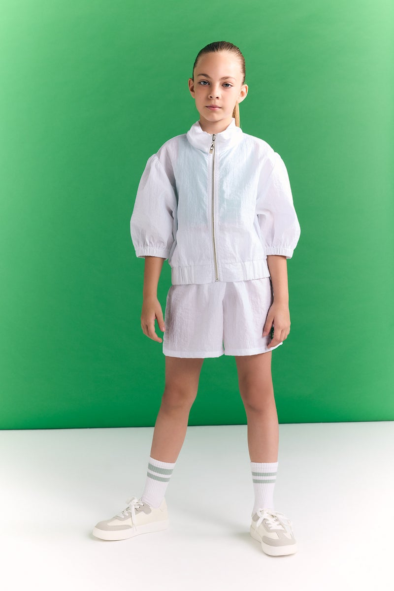 DeFacto Girl High Collar Printed Zippered Sports Cardigan - Image 2