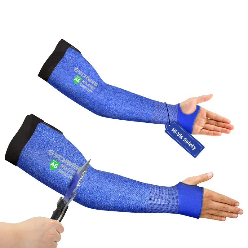 Schwer AIRSKIN ANSI A6 Cut Resistant Arm Sleeves for Men Women S902 NonPFAS Arm Protectors for High Risk Work Arm Protectors for Thin Skin Gardening Sleeves for Farming Lightweight Breathable