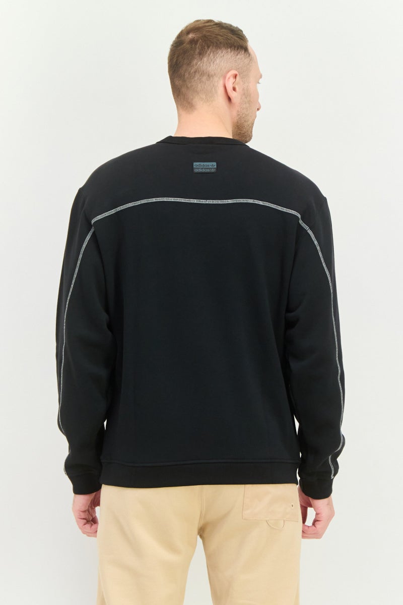 adidas Originals Men Sportswear Fit Long Sleeve Outdoor Sweatshirts, Black  - Image 3