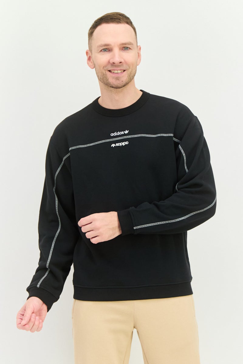 adidas Originals Men Sportswear Fit Long Sleeve Outdoor Sweatshirts, Black  - Image 1