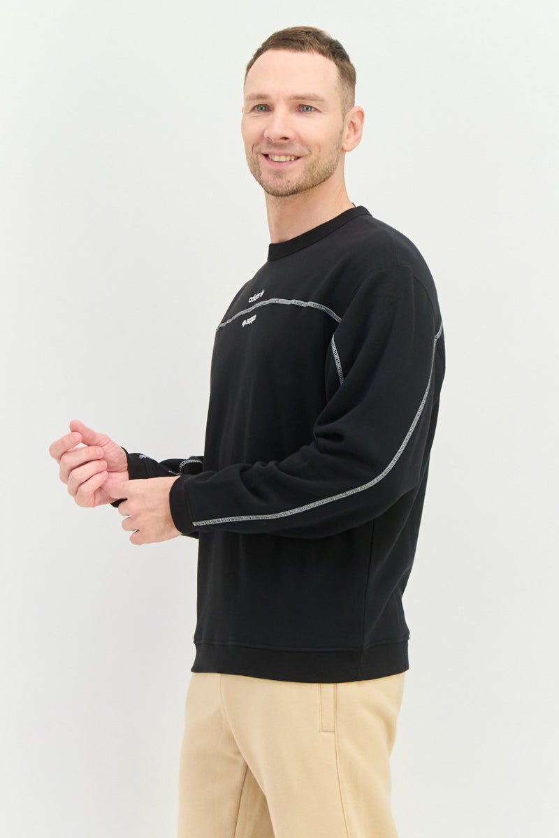 adidas Originals Men Sportswear Fit Long Sleeve Outdoor Sweatshirts, Black  - Image 2