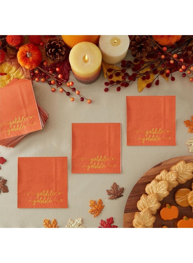 BLUE PANDA Thanksgiving Cocktail Napkins Party Supplies Table Decorations, Gobble Gobble (5 x 5 In), Pack of 50 - Image 3