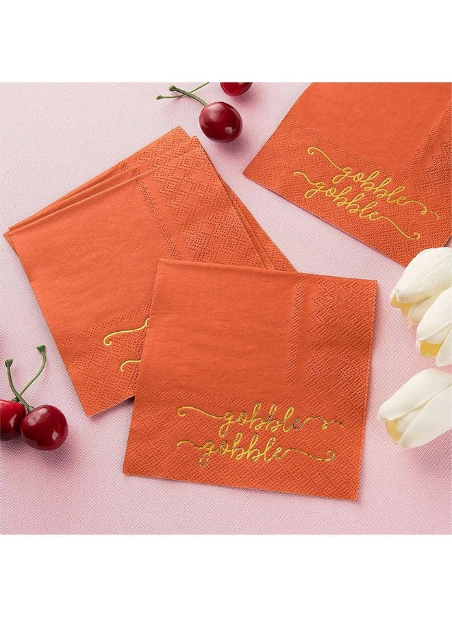 BLUE PANDA Thanksgiving Cocktail Napkins Party Supplies Table Decorations, Gobble Gobble (5 x 5 In), Pack of 50 - Image 5