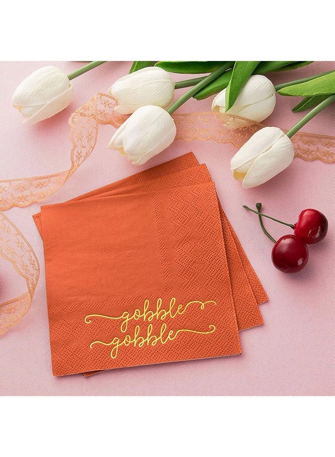 BLUE PANDA Thanksgiving Cocktail Napkins Party Supplies Table Decorations, Gobble Gobble (5 x 5 In), Pack of 50 - Image 4