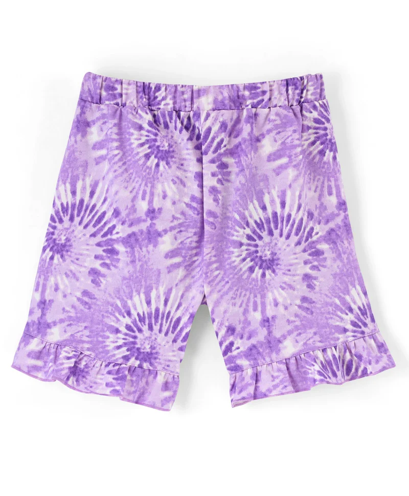 Pine Kids Pine Kids 100% Cotton Knit Mid Thigh Length Tie Dye Printed Skort With Wrap Around Tie Up - Purple