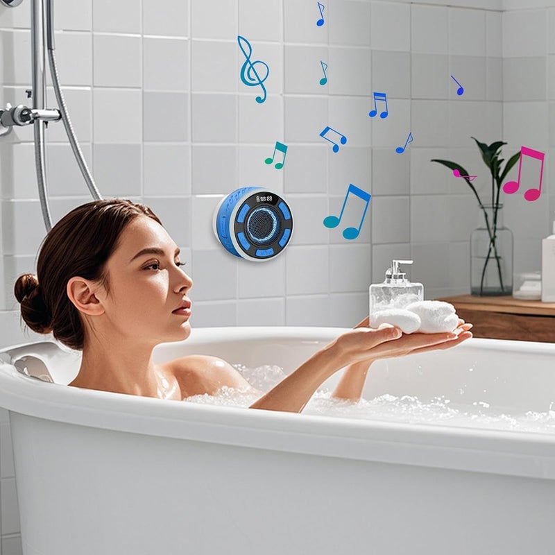 Wireless Shower Speaker,RGB Light Wireless Audio with Digital Display - Travel Stereo Speaker,for Travel Home Bedroom Shower Outdoor Bathroom Party Beach - Image 2