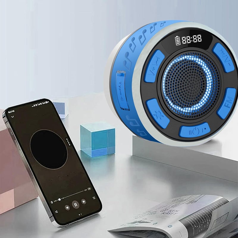 Wireless Shower Speaker,RGB Light Wireless Audio with Digital Display - Travel Stereo Speaker,for Travel Home Bedroom Shower Outdoor Bathroom Party Beach - Image 5
