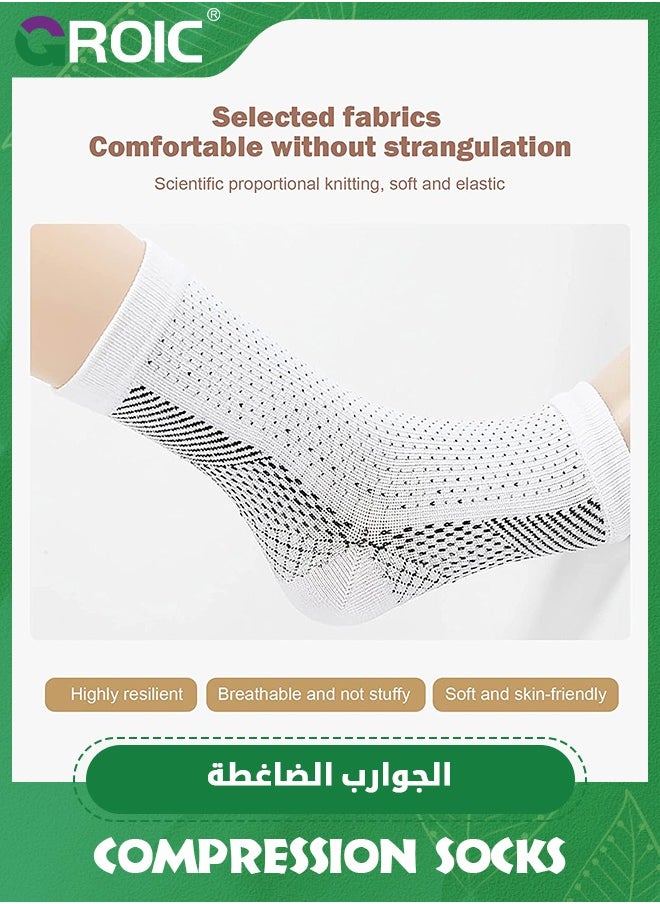 GROIC 4 Pack Ankle Brace Compression Sleeve, Compression Socks for Swelling,Plantar Fasciitis,Sprain, Ankle Sleeve Compression Support Foot Support for Pain Plantar Compression Socks  - Image 2