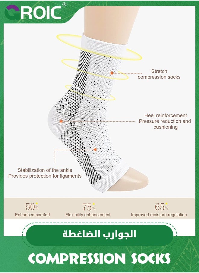 GROIC 4 Pack Ankle Brace Compression Sleeve, Compression Socks for Swelling,Plantar Fasciitis,Sprain, Ankle Sleeve Compression Support Foot Support for Pain Plantar Compression Socks  - Image 3