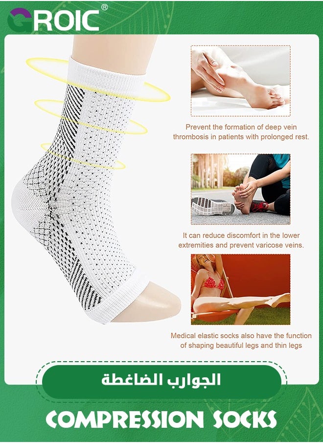 GROIC 4 Pack Ankle Brace Compression Sleeve, Compression Socks for Swelling,Plantar Fasciitis,Sprain, Ankle Sleeve Compression Support Foot Support for Pain Plantar Compression Socks  - Image 5