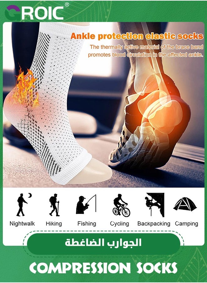 GROIC 4 Pack Ankle Brace Compression Sleeve, Compression Socks for Swelling,Plantar Fasciitis,Sprain, Ankle Sleeve Compression Support Foot Support for Pain Plantar Compression Socks  - Image 4