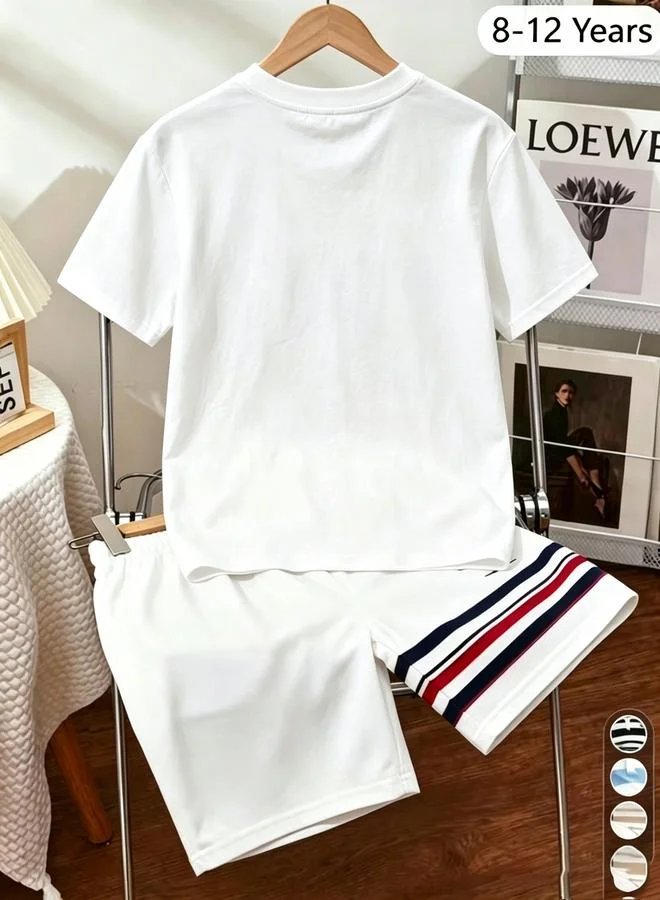 Take Two Kids White Short Sleeve T-Shirt with Fun Cartoon Print
