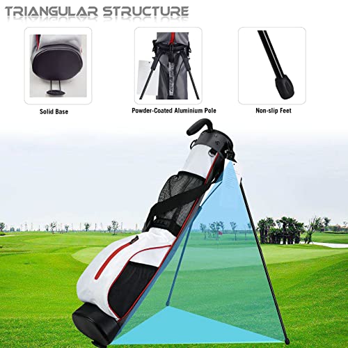 LAISUNTIM Golf Stand Bag Retractable, Portable Golf Bag with 2 Way Divider and Dual Straps, Waterproof Wear-Resistant Durable Fabric Golf Bag for Women and Men (White) - Image 5