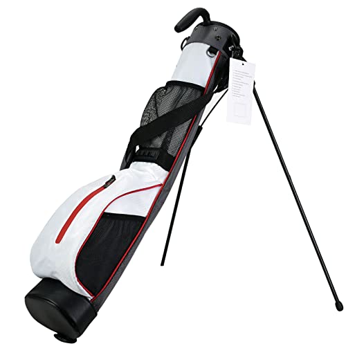 LAISUNTIM Golf Stand Bag Retractable, Portable Golf Bag with 2 Way Divider and Dual Straps, Waterproof Wear-Resistant Durable Fabric Golf Bag for Women and Men (White) - Image 1