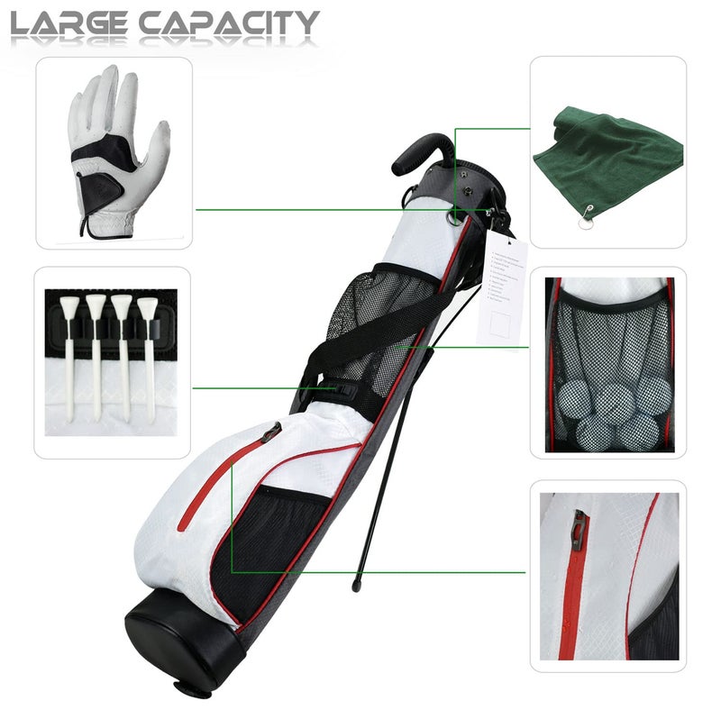 LAISUNTIM Golf Stand Bag Retractable, Portable Golf Bag with 2 Way Divider and Dual Straps, Waterproof Wear-Resistant Durable Fabric Golf Bag for Women and Men (White) - Image 4