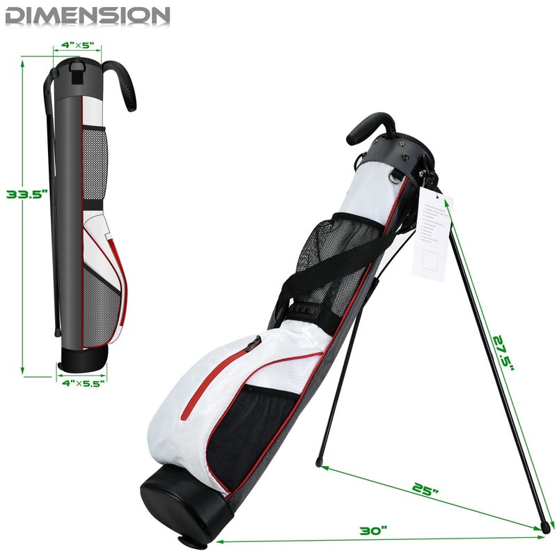 LAISUNTIM Golf Stand Bag Retractable, Portable Golf Bag with 2 Way Divider and Dual Straps, Waterproof Wear-Resistant Durable Fabric Golf Bag for Women and Men (White) - Image 2
