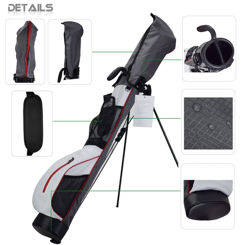 LAISUNTIM Golf Stand Bag Retractable, Portable Golf Bag with 2 Way Divider and Dual Straps, Waterproof Wear-Resistant Durable Fabric Golf Bag for Women and Men (White) - Image 3