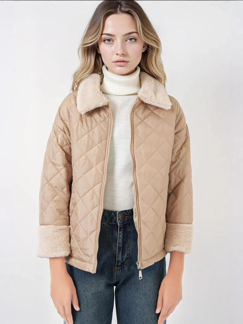 بيغ دارت بالطو مبطن بياقة شال من الفرو الصناعي