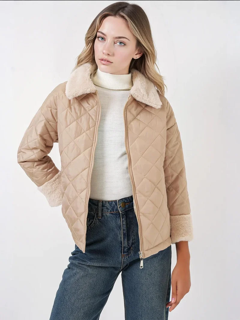 بيغ دارت بالطو مبطن بياقة شال من الفرو الصناعي