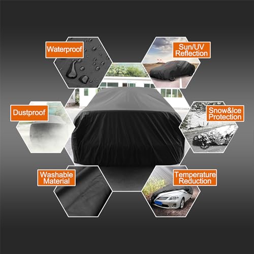 uxcell Car Cover Waterproof All Weather for Car, Full Car Cover Rain Sun Protection Universal Fit for Sedan 178''-185'' - Image 5