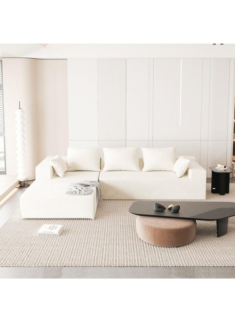 KARNAK Karnak Annalisa 3 Seater L-Shape Velvet Sofa For Living Room Color Off-White  - Image 1