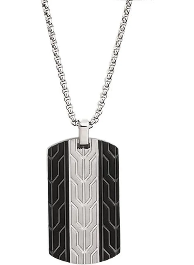 Lee Cooper Men's Stainless Steel Silver/Black Plating Necklace - LC.N.01153.350, No Gemstone