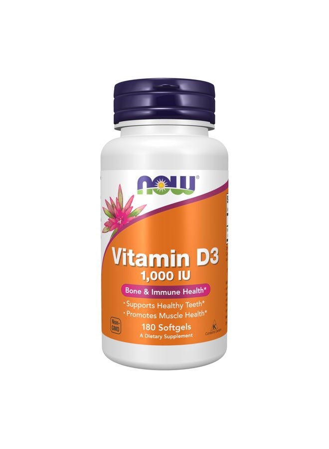 Now Foods, Vitamin D 1000Iu, 180 Softgels - Image 1