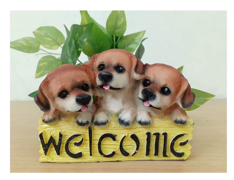 AFTERSTITCH Welcome Dog Showpiece Statue Animal Figurine for Home Decoration Living Room Garden - Image 1