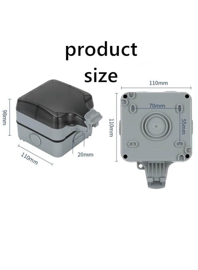 IP66 Waterproof Outdoor Socket with Cover and Switch, 13A Weatherproof Wall Power Outlet for Garden Bathroom - Image 2