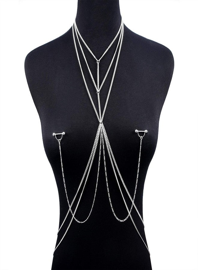 JFORYOU Nipple Rings with Body Chain Waist Chain 14G Nipple Piercing Barbell Nipplerings Body Piercing Jewelry for Women - Image 2