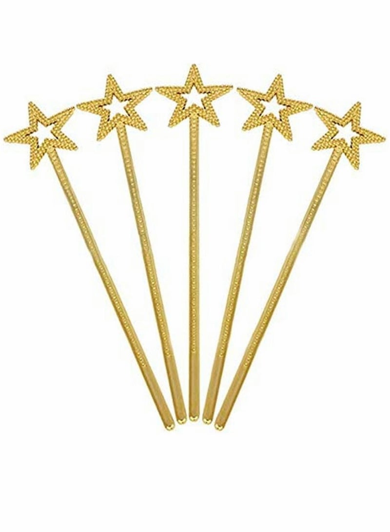 SYOSI Star Fairy Wands 5PCS Girls Costume Props Star Magic Wand Fairy Wands Sticks Birthday Party Wedding Cosplay 13 Inches (Gold) - Image 1